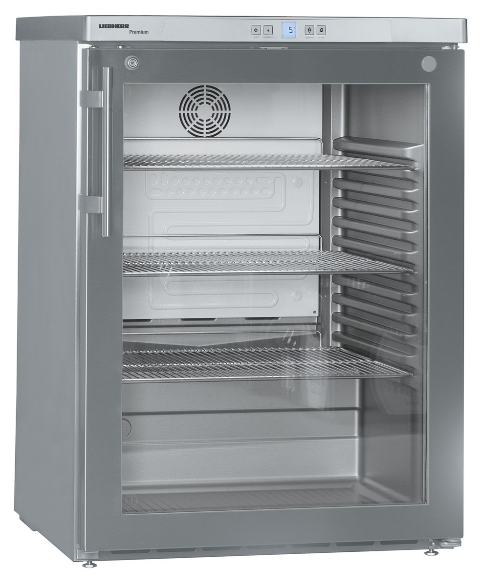 Холодильник, 141 л, +1…+15 °C, н/ж сталь, дверь со стеклом, FKUv 1663, Liebherr