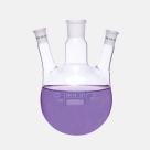 Колба круглодонная трехгорлая ISOLAB 250 мл, два боковых шлифа NS19/26 под углом 20° к центральному NS29/32, стекло