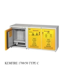 Тумба под вытяжной шкаф KEMFIRE 1700/50 type C: 1700 х 500 х 670 мм, с отсеками для ЛВЖ и кислот, вентиляцией и угольным фильтром
